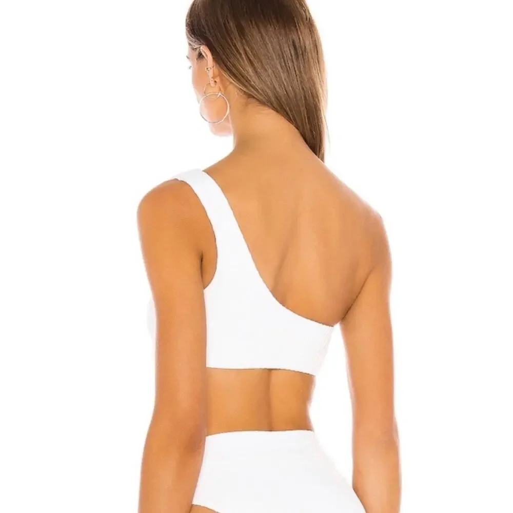 FELLA Lazarus Bikini Top One Shoulder Textured White Swimwear REVOLVE Small